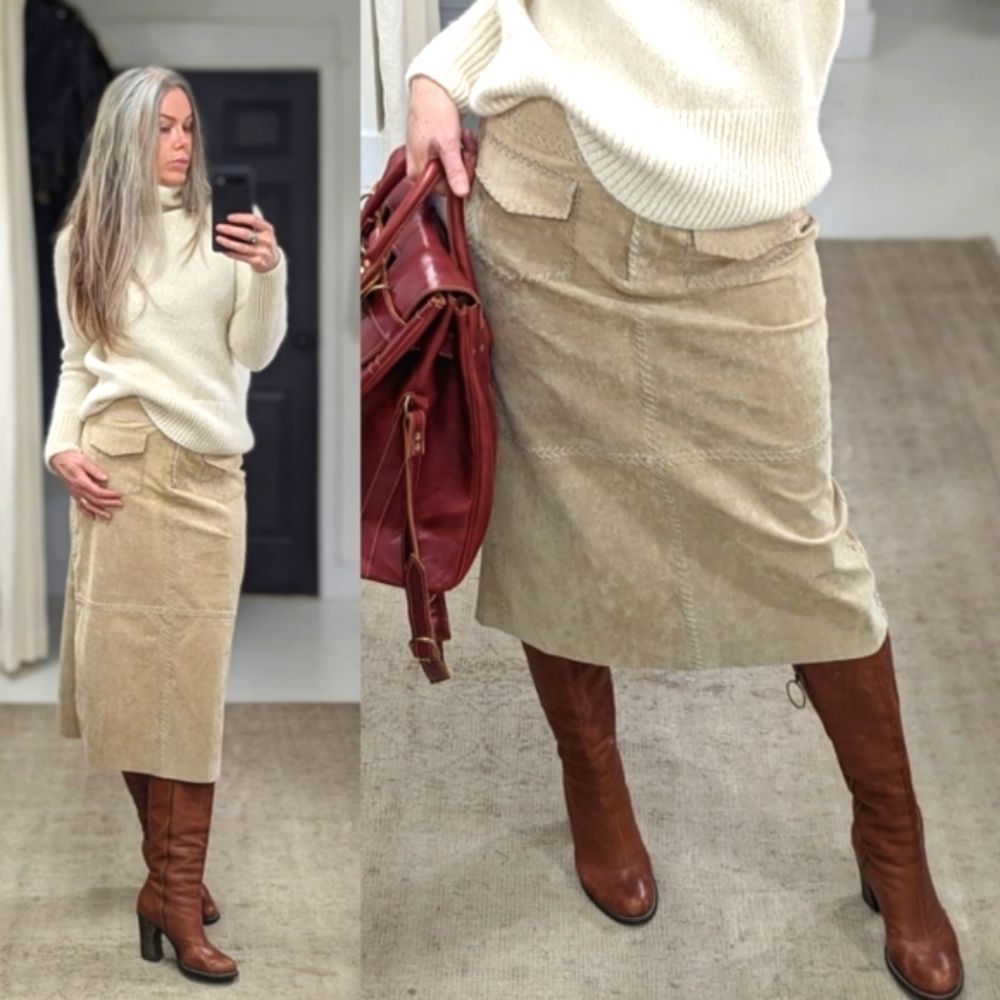 Betty Barclay Leather Midi Skirt